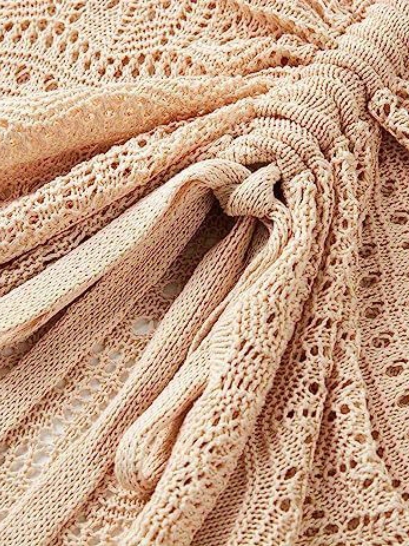 solid flared sleeve knit sweater boho v neck drawstring sweater for spring summer womens clothing details 3