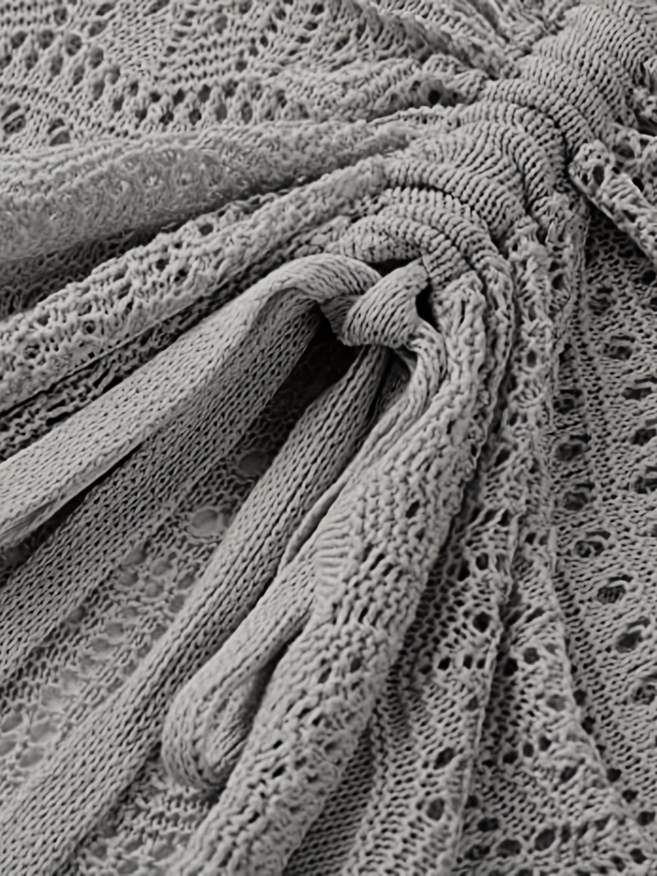 solid flared sleeve knit sweater boho v neck drawstring sweater for spring summer womens clothing details 8