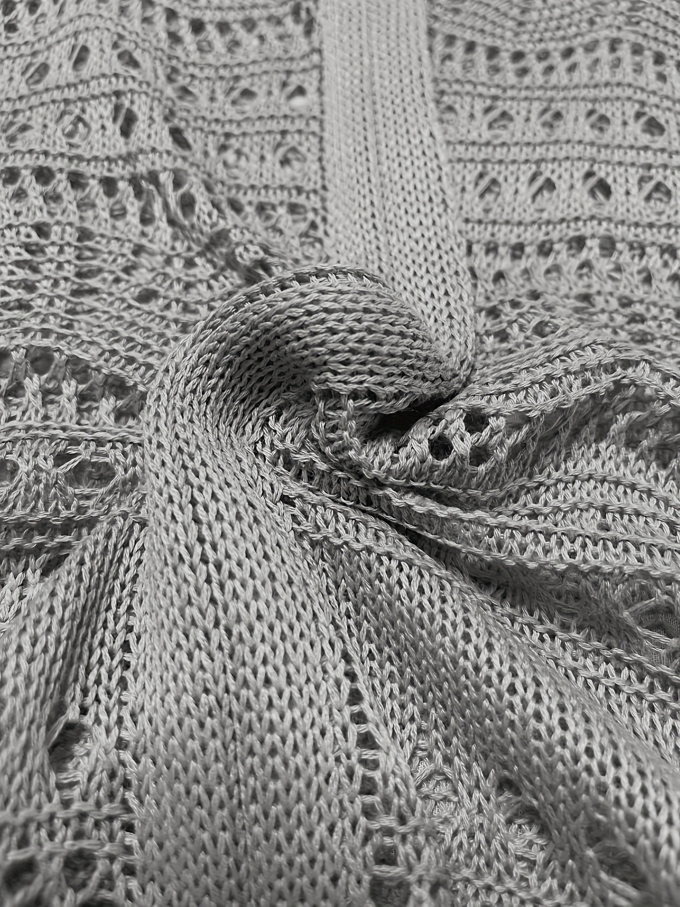 solid flared sleeve knit sweater boho v neck drawstring sweater for spring summer womens clothing details 9