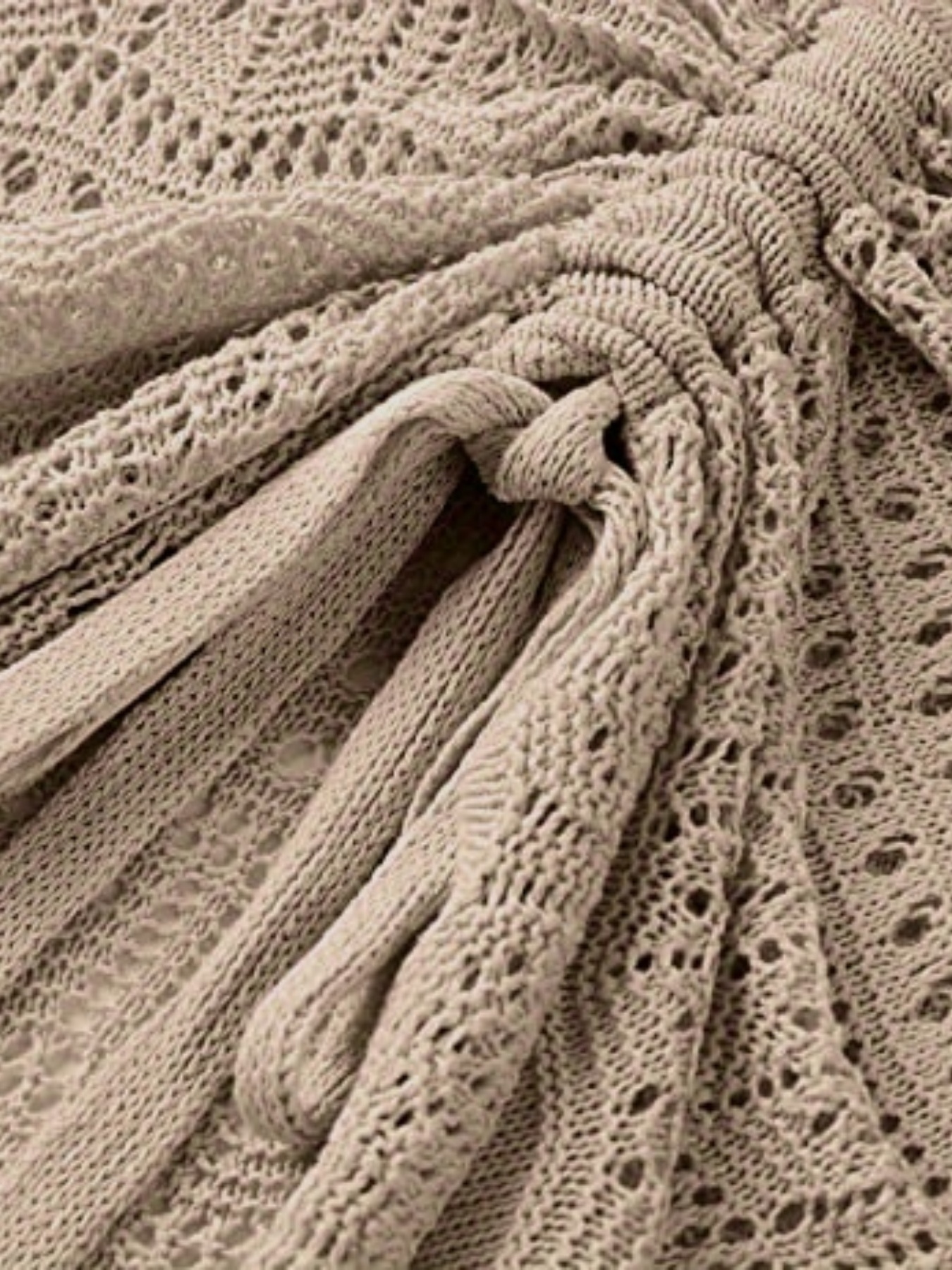 solid flared sleeve knit sweater boho v neck drawstring sweater for spring summer womens clothing details 23