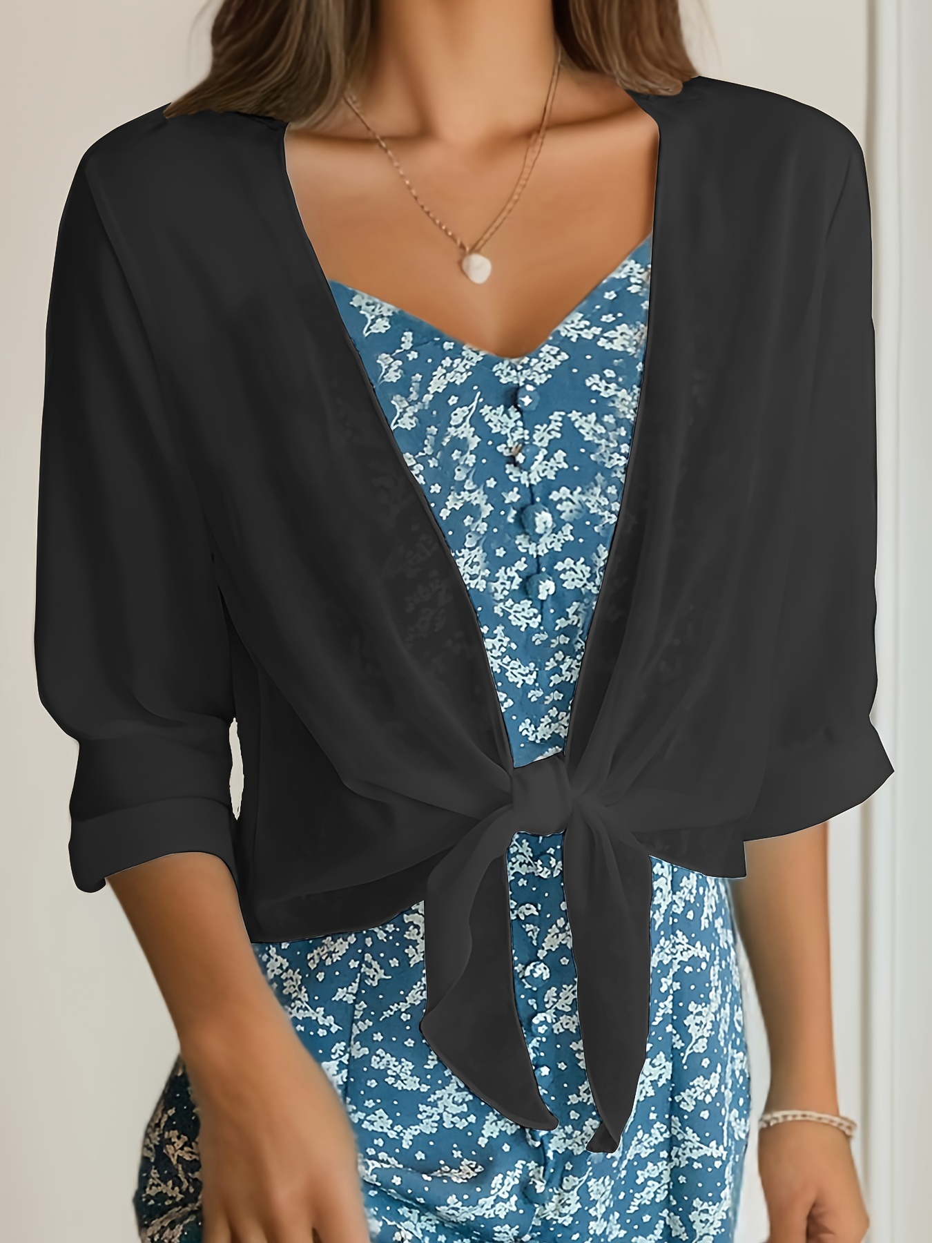 open front solid cardigan long sleeve cardigan for spring fall womens clothing details 25