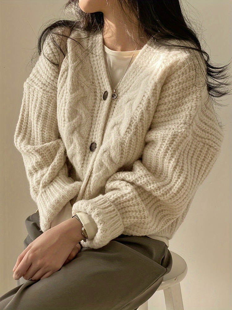 valentines day button front cardigan vintage long sleeve chunky knit cardigan for fall winter womens clothing details 1