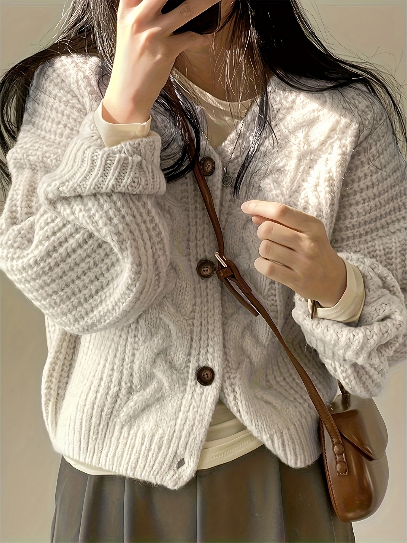 valentines day button front cardigan vintage long sleeve chunky knit cardigan for fall winter womens clothing details 13