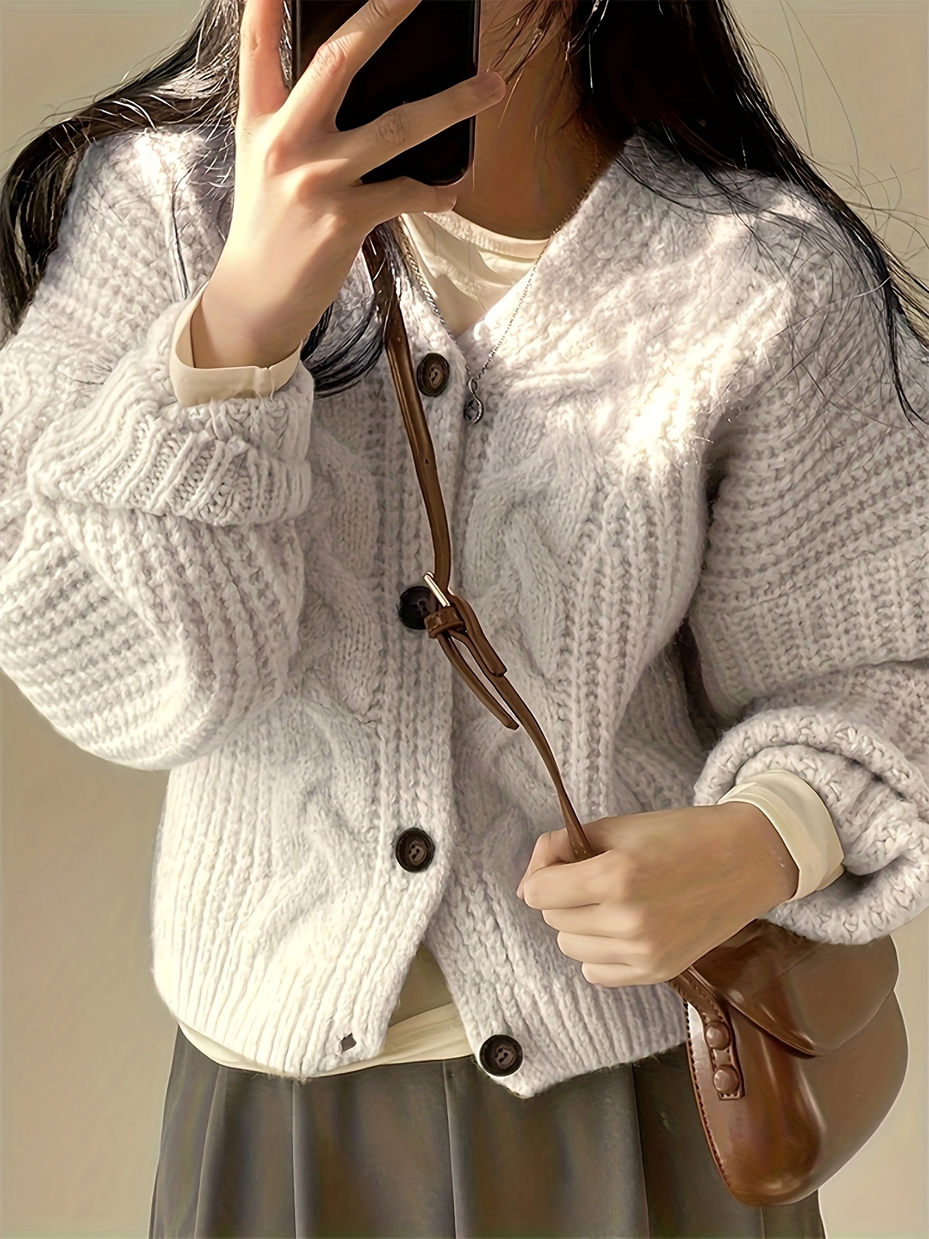 valentines day button front cardigan vintage long sleeve chunky knit cardigan for fall winter womens clothing details 14