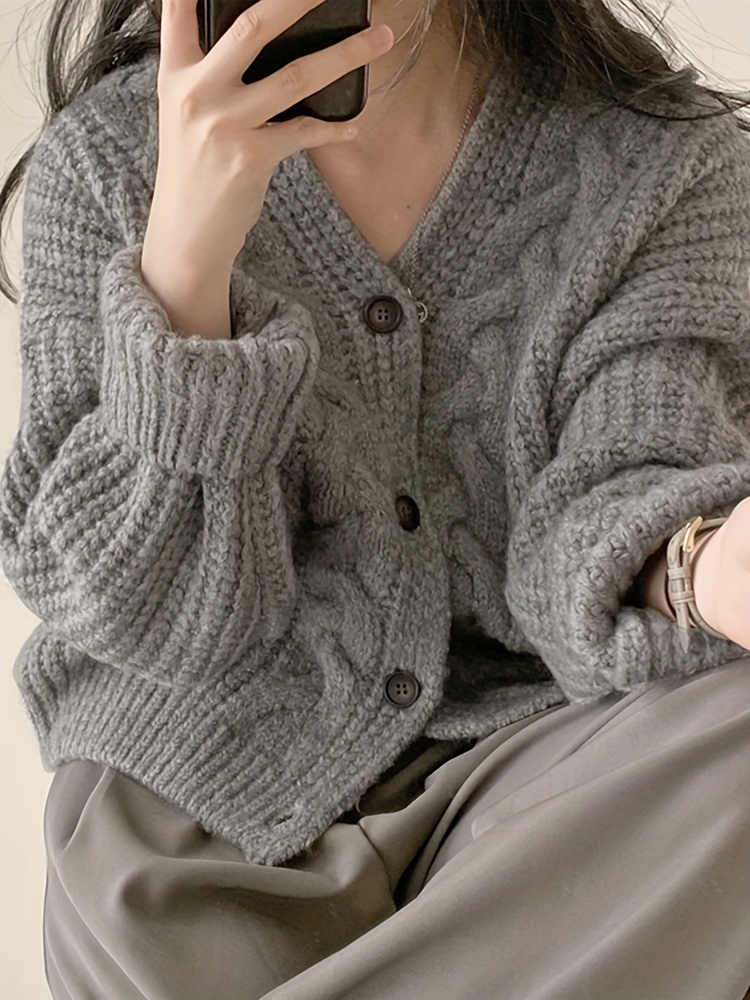 valentines day button front cardigan vintage long sleeve chunky knit cardigan for fall winter womens clothing details 17