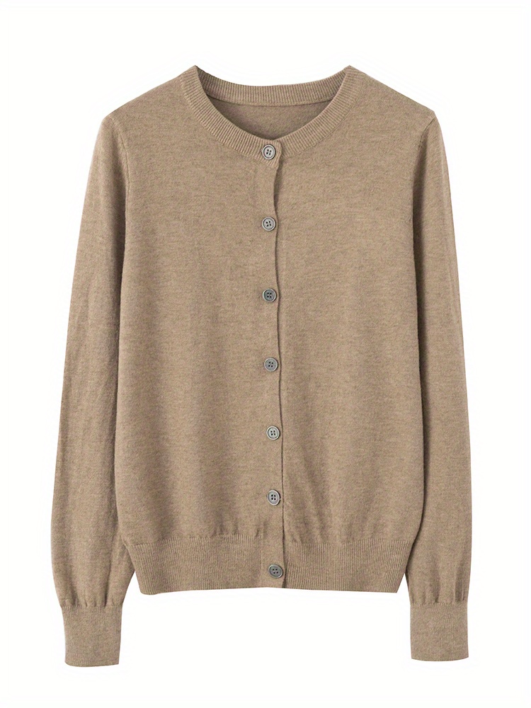 solid button up cardigan casual long sleeve cardigan for spring fall womens clothing details 0