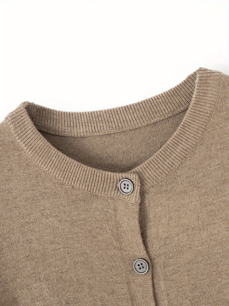 solid button up cardigan casual long sleeve cardigan for spring fall womens clothing details 2