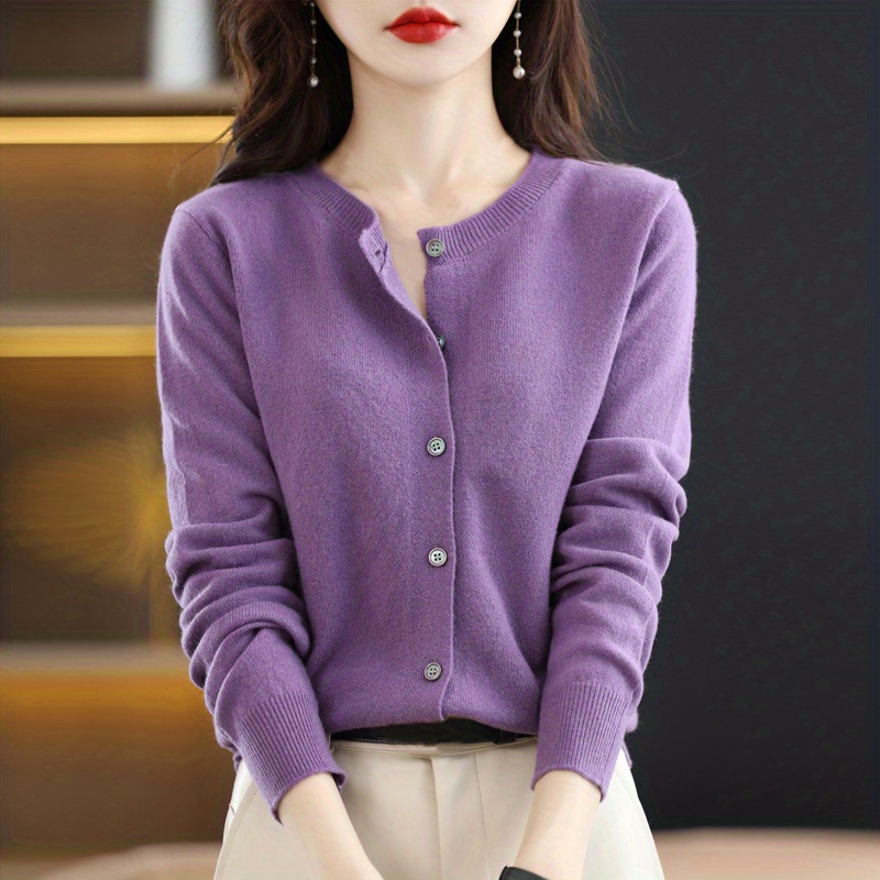 solid button up cardigan casual long sleeve cardigan for spring fall womens clothing details 10
