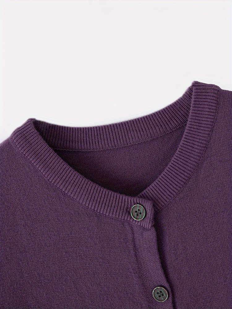 solid button up cardigan casual long sleeve cardigan for spring fall womens clothing details 14