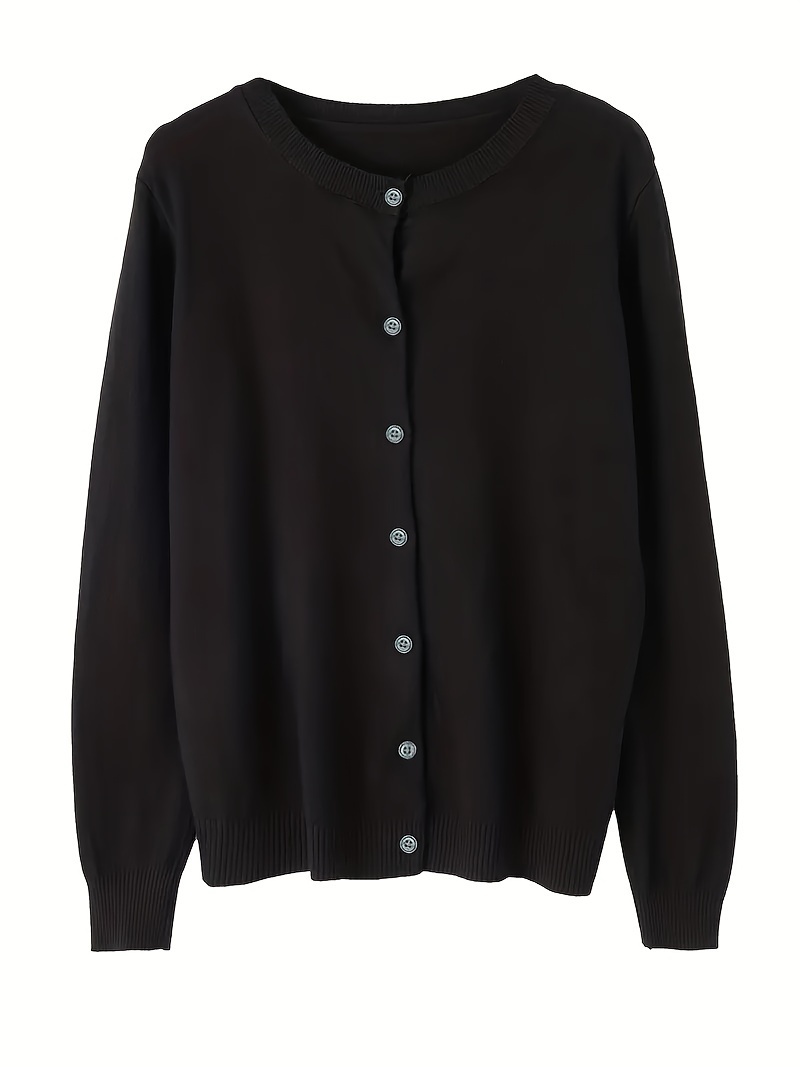 solid button up cardigan casual long sleeve cardigan for spring fall womens clothing details 31