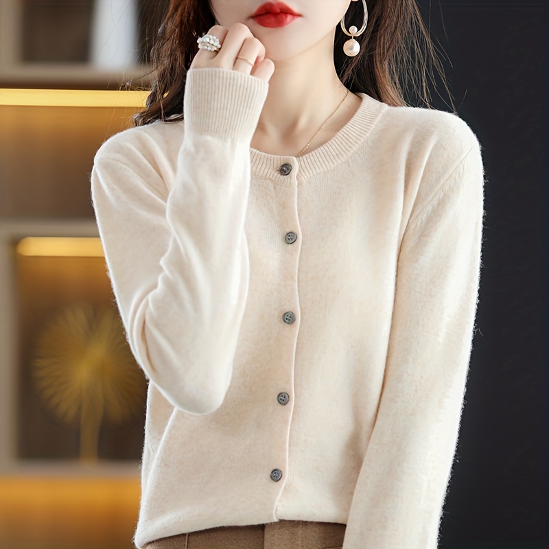 solid button up cardigan casual long sleeve cardigan for spring fall womens clothing details 32