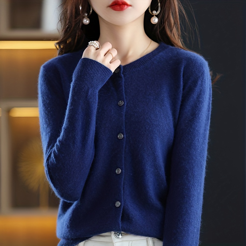 solid button up cardigan casual long sleeve cardigan for spring fall womens clothing details 34