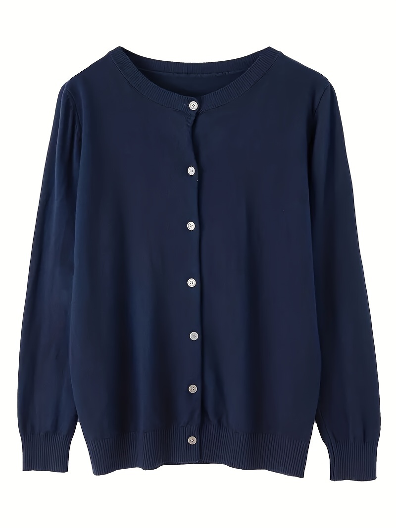 solid button up cardigan casual long sleeve cardigan for spring fall womens clothing details 35