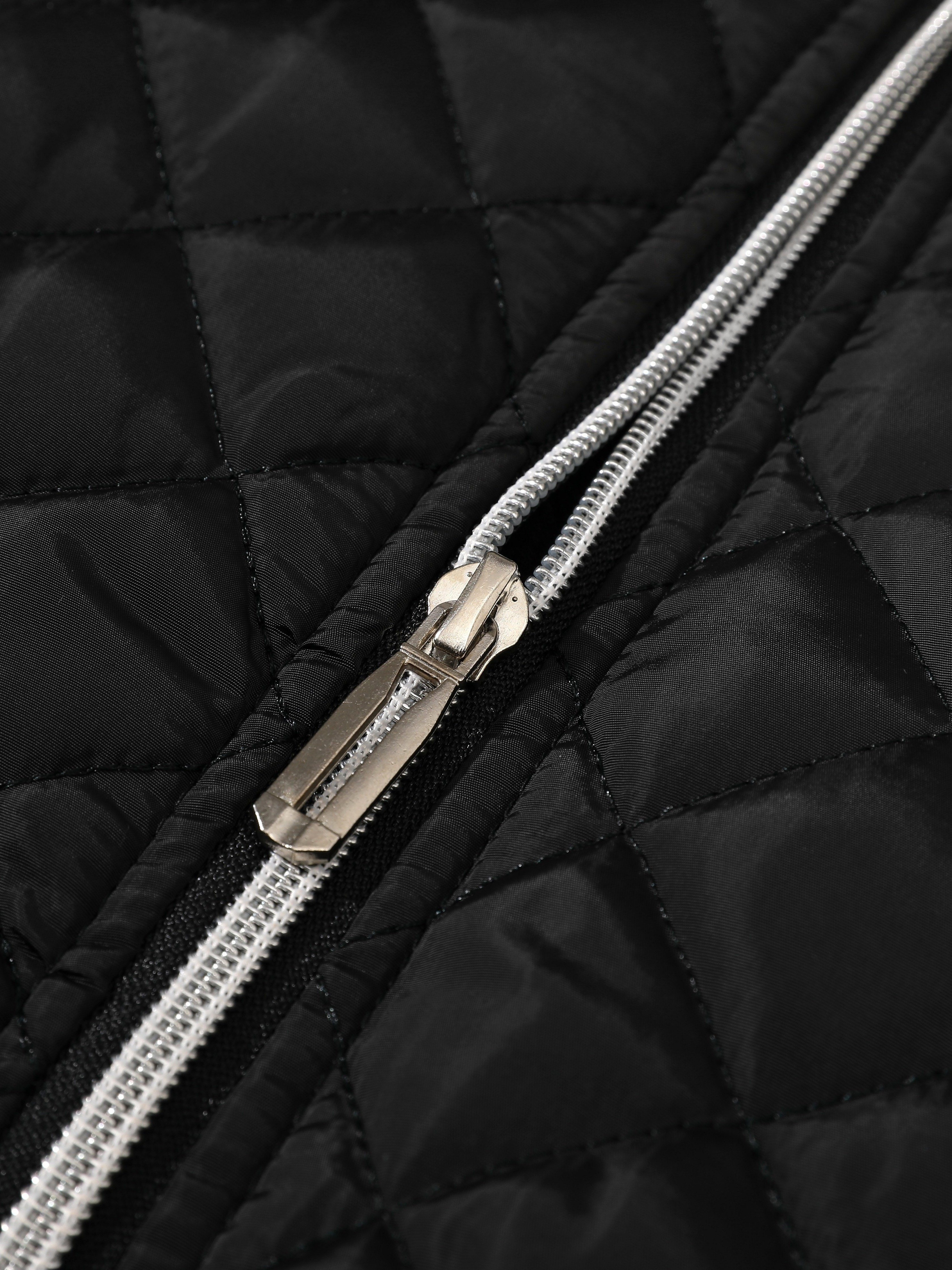 mens casual plaid zip up jacket chic baseball collar jacket for fall winter details 17