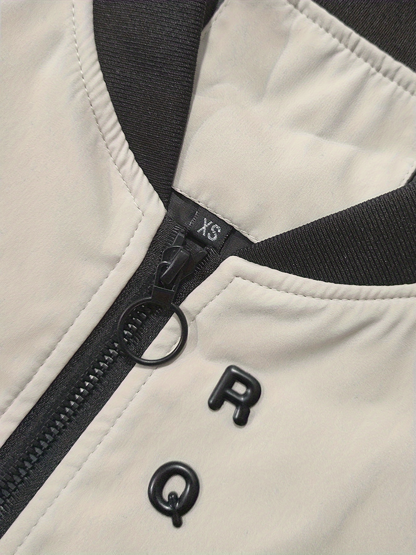 mens solid sports jacket with zipper pockets casual baseball collar zip up long sleeve outwear for spring fall details 17