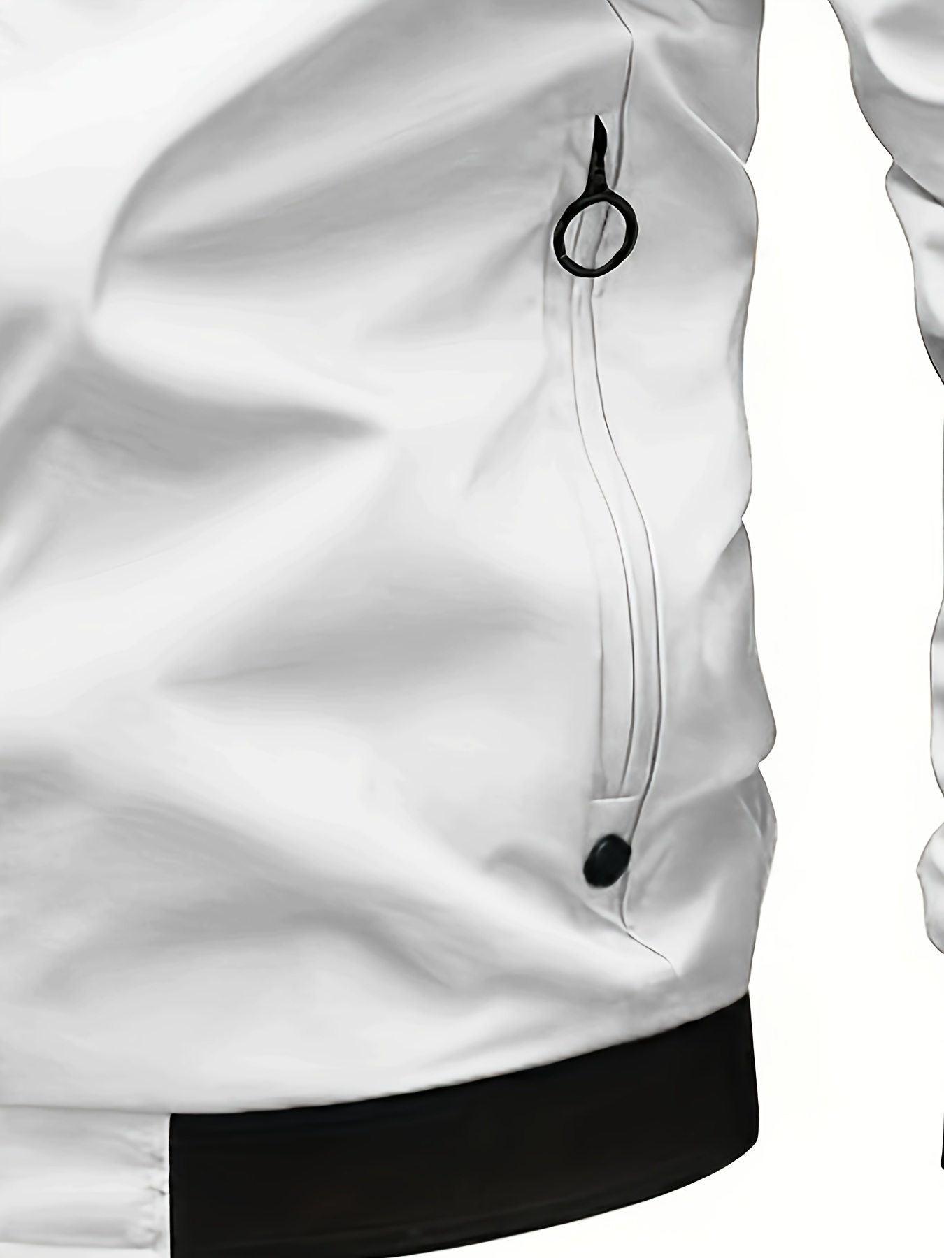 mens solid sports jacket with zipper pockets casual baseball collar zip up long sleeve outwear for spring fall details 33