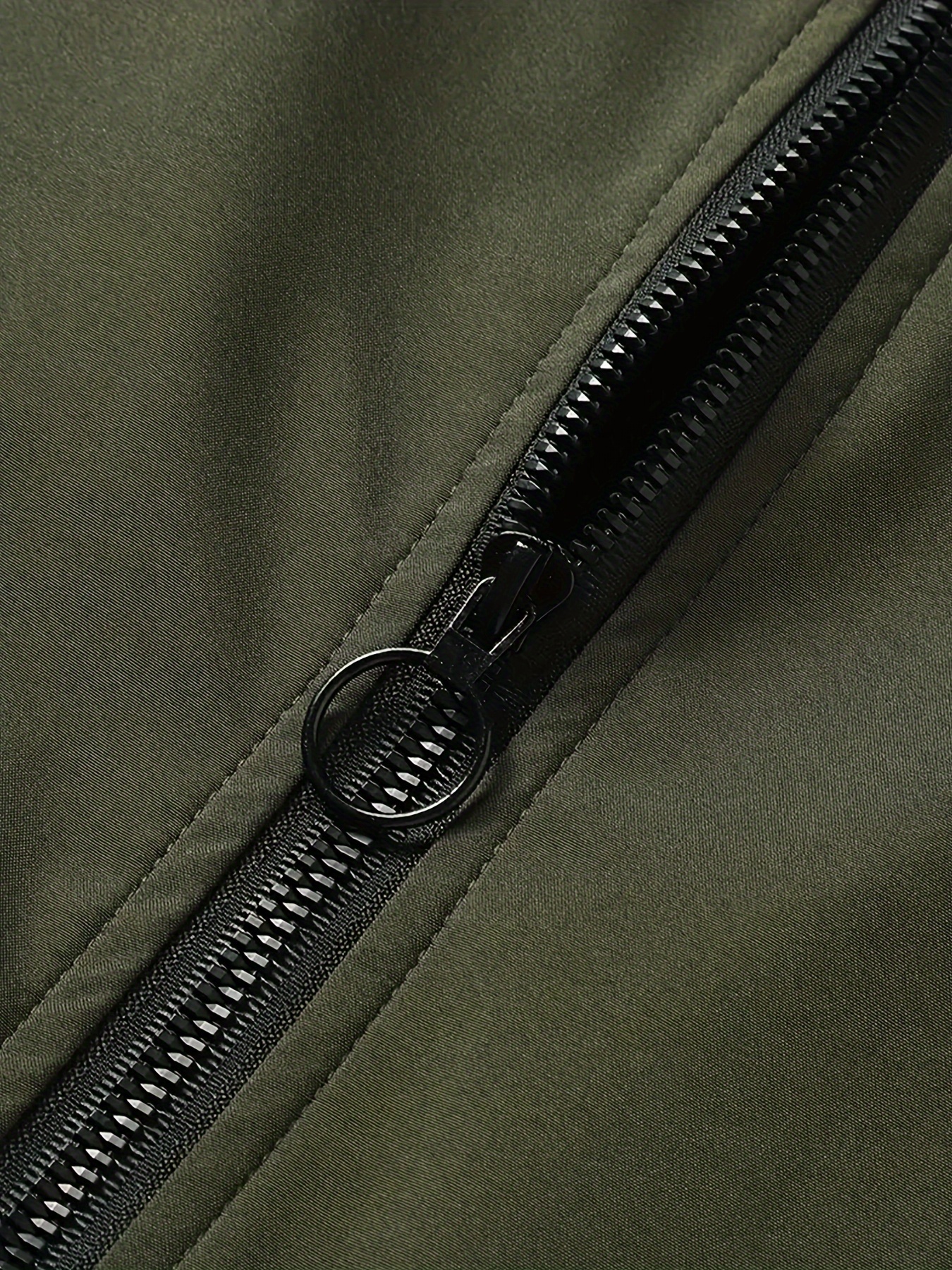 mens solid sports jacket with zipper pockets casual baseball collar zip up long sleeve outwear for spring fall details 38