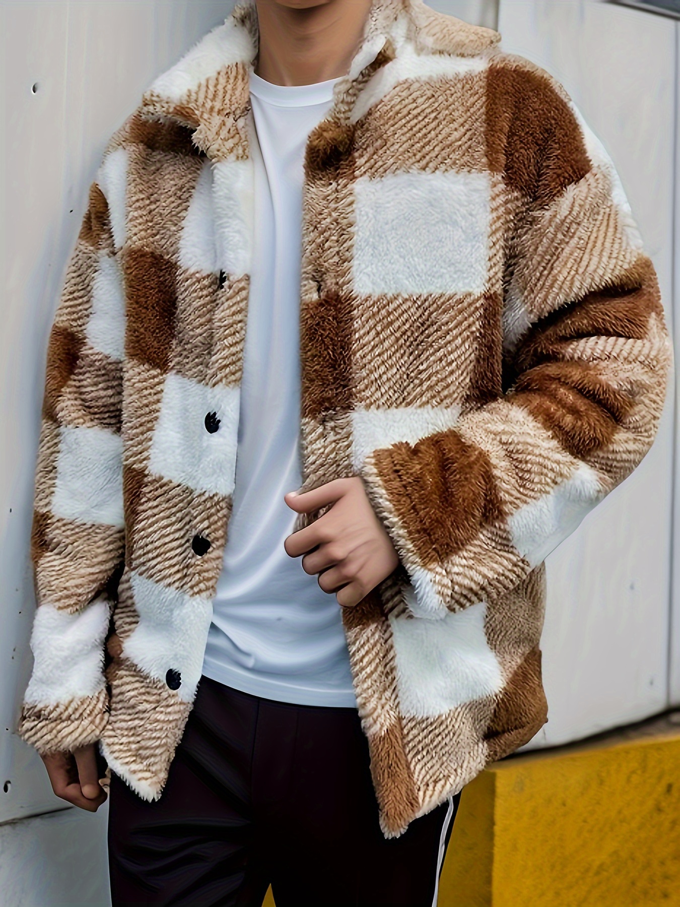 elegant warm fleece jacket mens casual medium stretch jacket coat for fall winter details 16