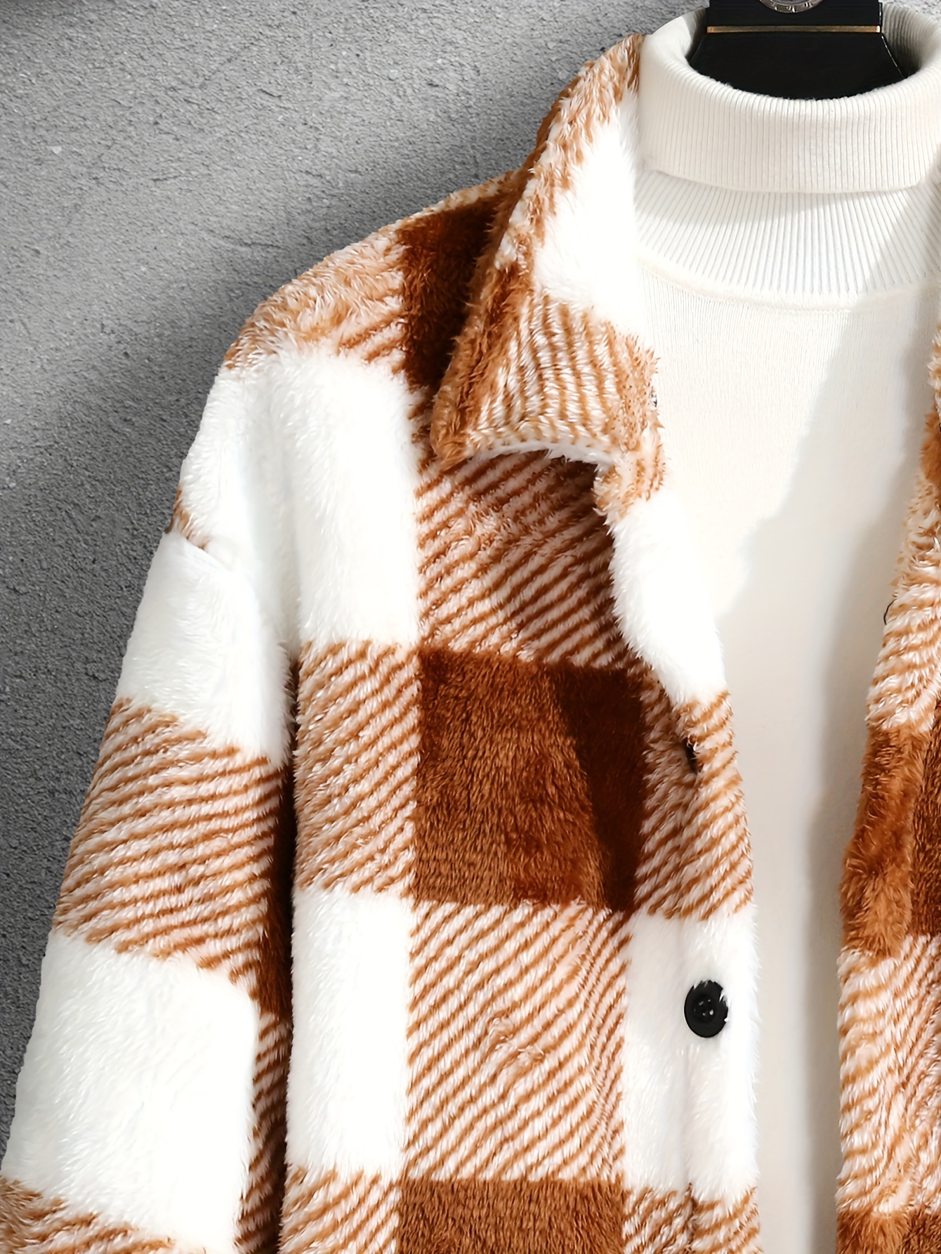 elegant warm fleece jacket mens casual medium stretch jacket coat for fall winter details 18