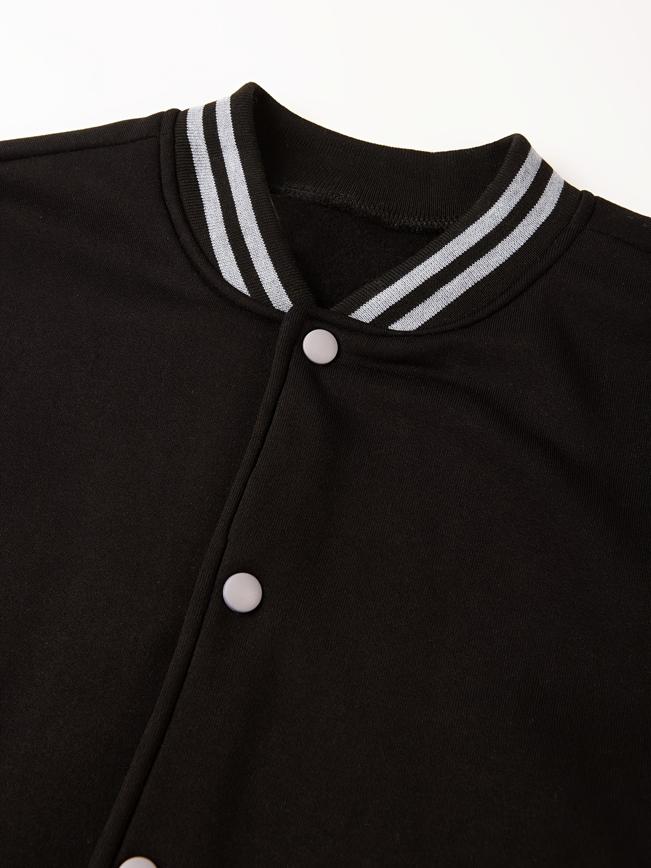 mens varsity style contrast color long sleeve and button down baseball jacket with stand collar and pockets chic and casual sports jacket for spring and autumn outdoors activities details 16