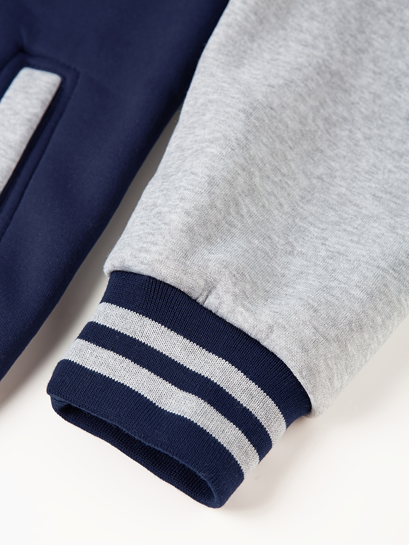 mens varsity style contrast color long sleeve and button down baseball jacket with stand collar and pockets chic and casual sports jacket for spring and autumn outdoors activities details 22