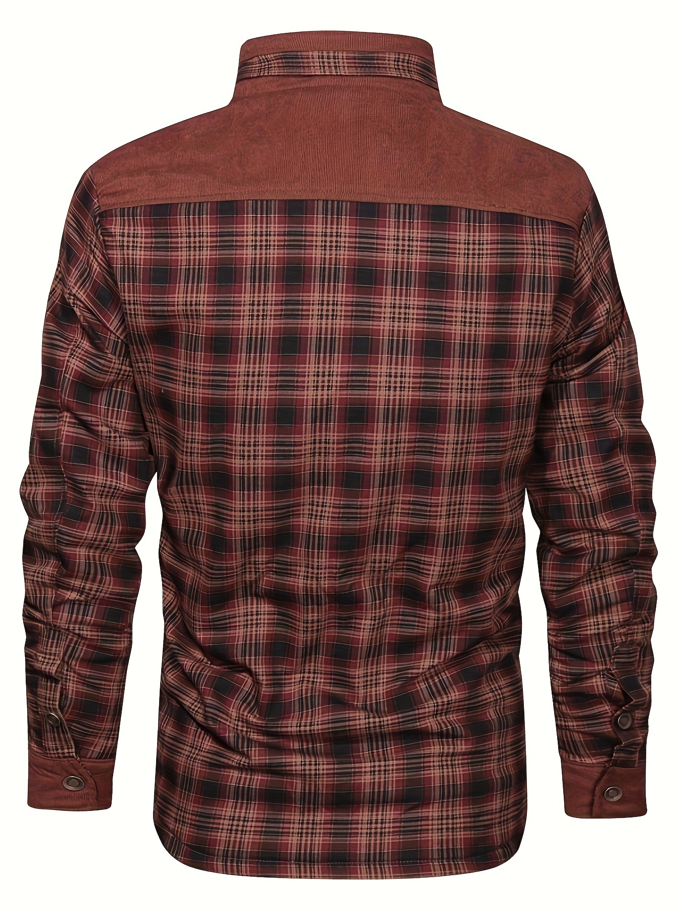 mens casual retro plaid fleece lined shirt coat for fall winter details 1