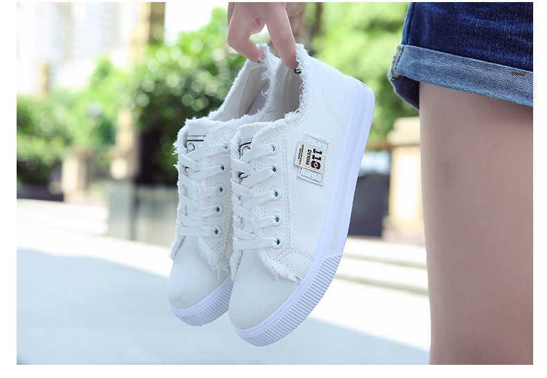 canvas flat shoes women s classic solid color lace low top details 2