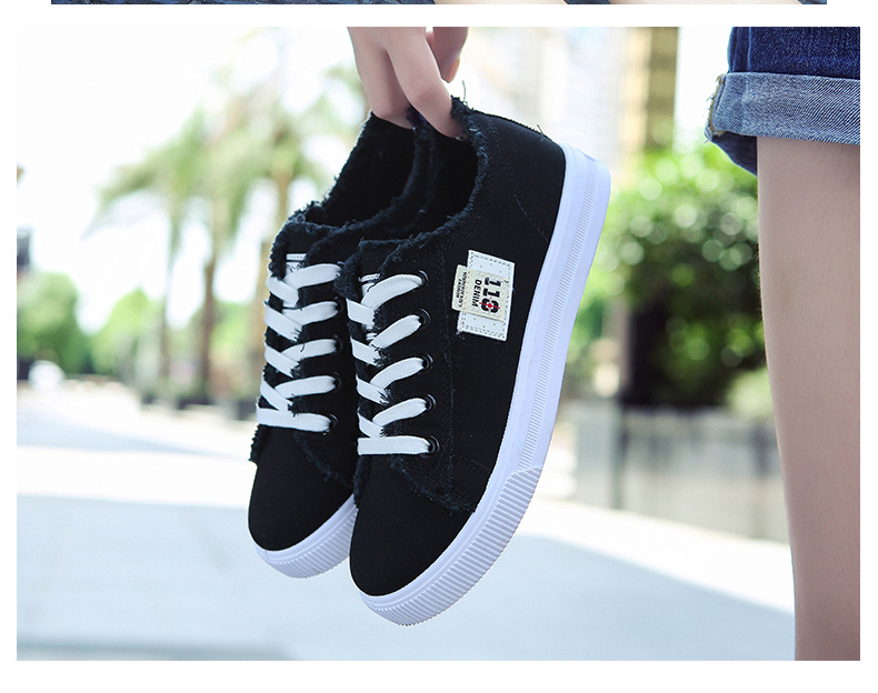 canvas flat shoes women s classic solid color lace low top details 8