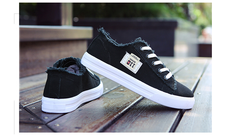 canvas flat shoes women s classic solid color lace low top details 10