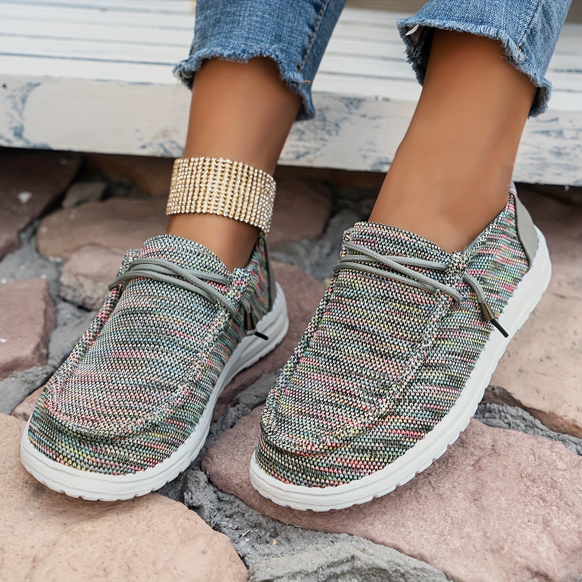 colorful canvas shoes women s slip lightweight soft sole details 1