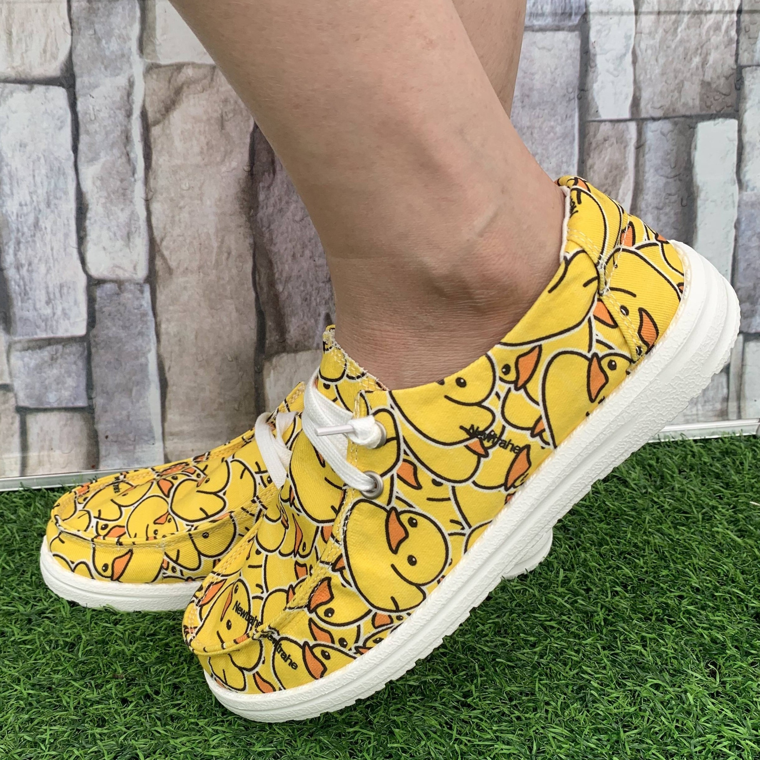 duck print canvas shoes women s novelty yellow comfortable details 0