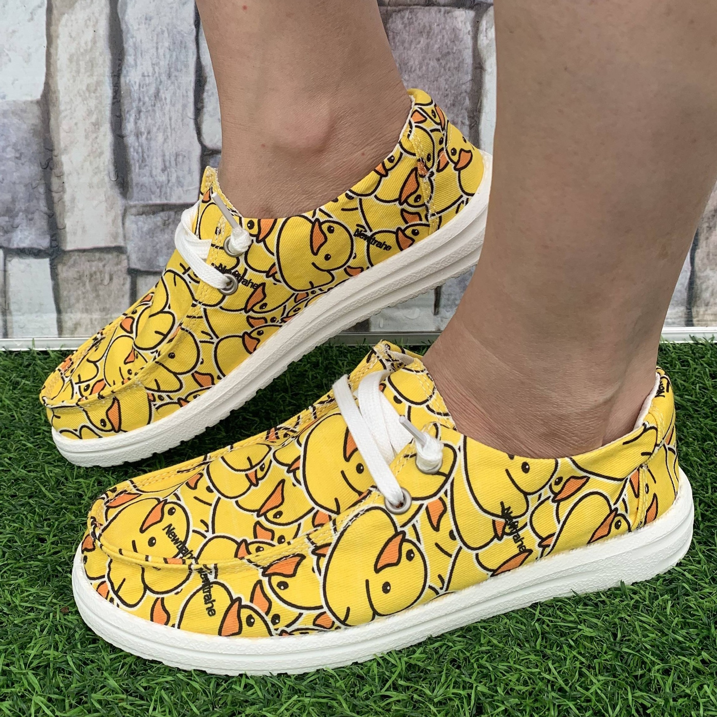 duck print canvas shoes women s novelty yellow comfortable details 4