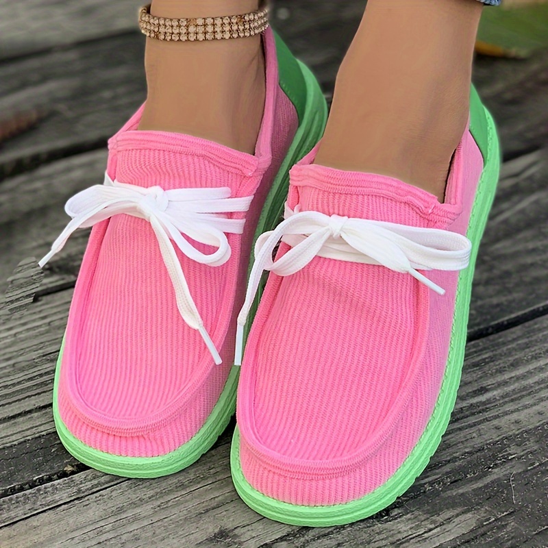 contrast color flat shoes women s round toe low top slip details 1