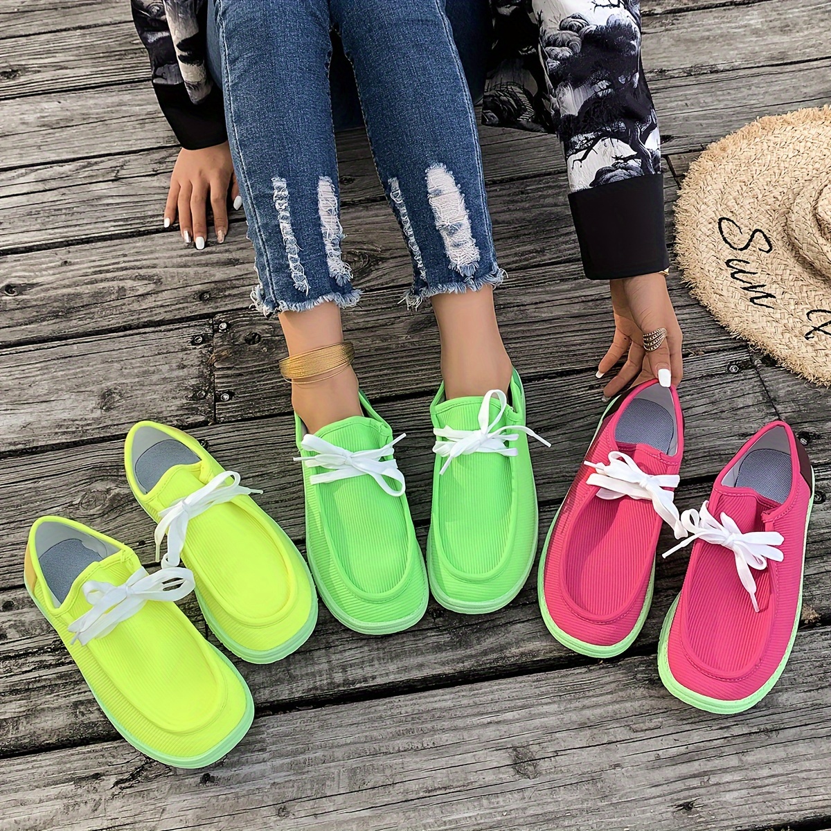 contrast color flat shoes women s round toe low top slip details 3