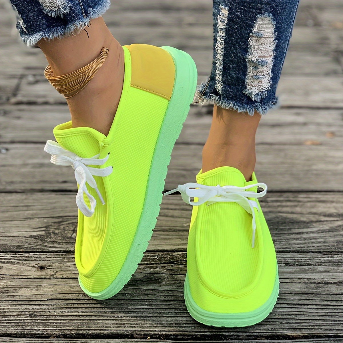 contrast color flat shoes women s round toe low top slip details 6