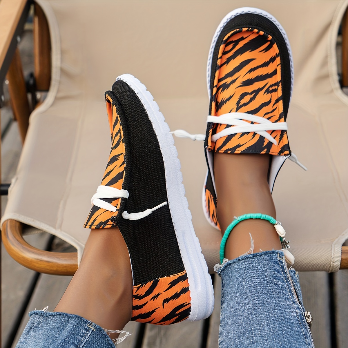 women s striped pattern canvas shoes casual lace outdoor details 1