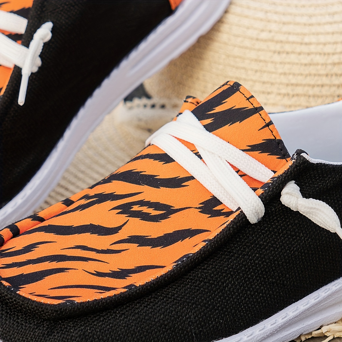 women s striped pattern canvas shoes casual lace outdoor details 6