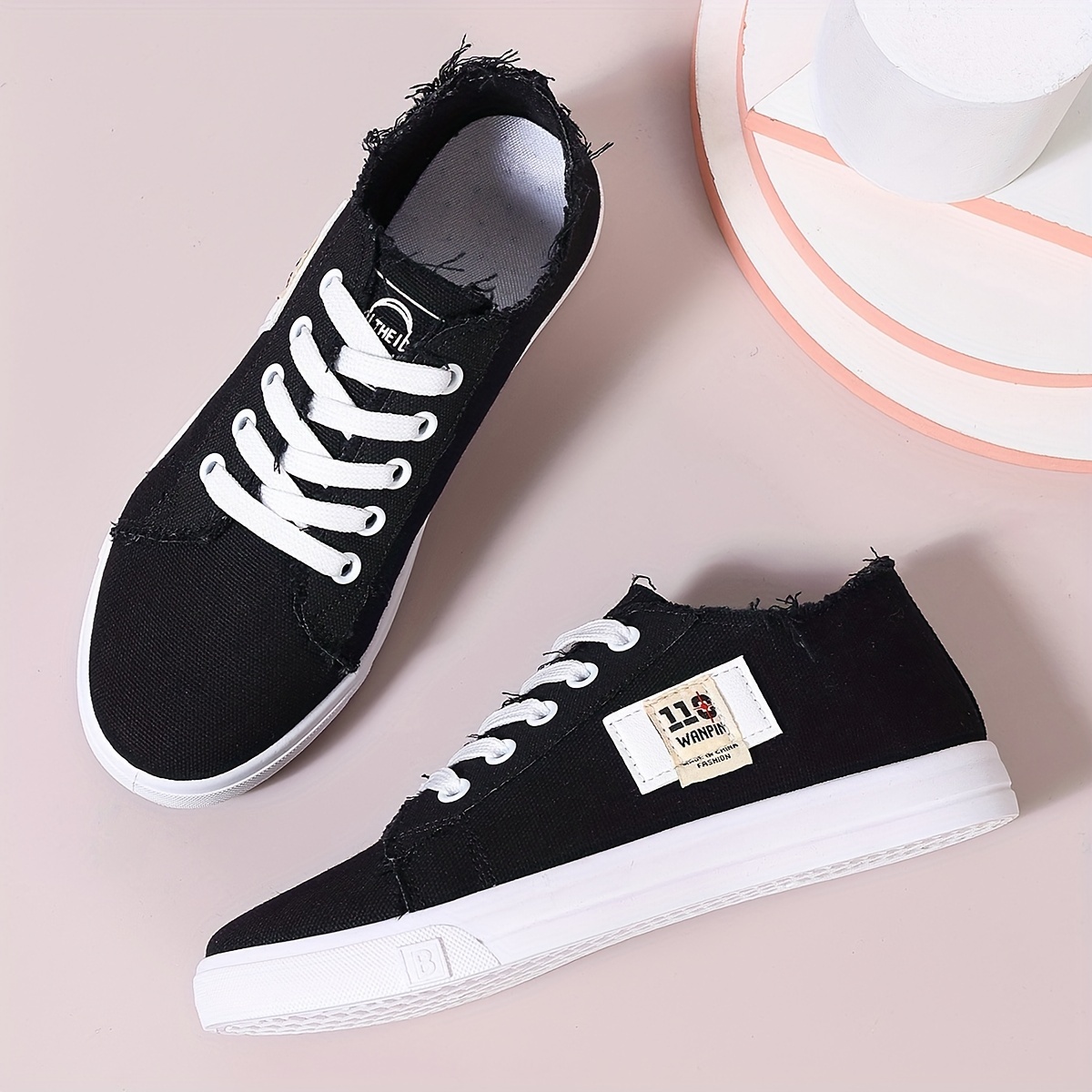 denim flat sneakers women s casual lace low top skate shoes details 8