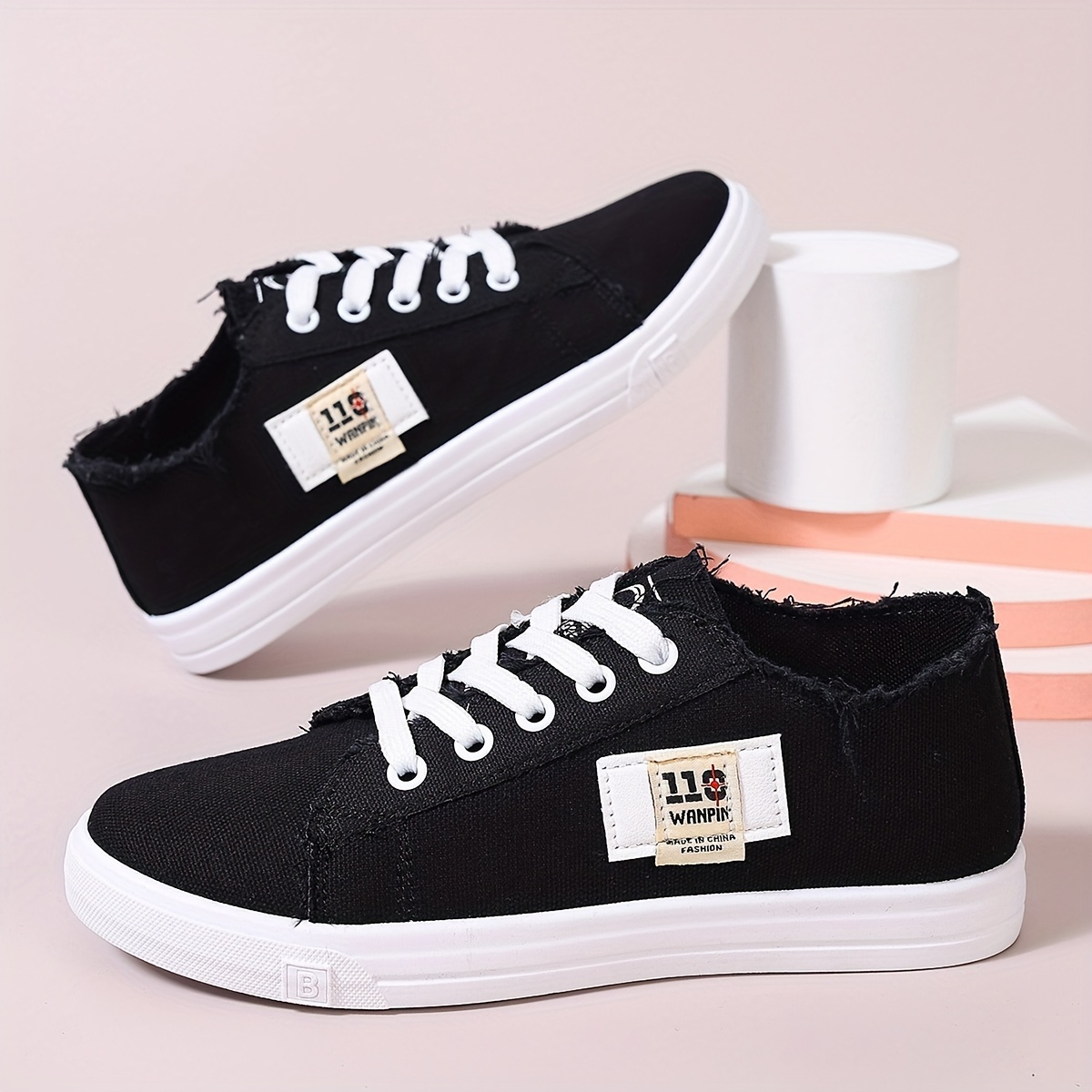 denim flat sneakers women s casual lace low top skate shoes details 9