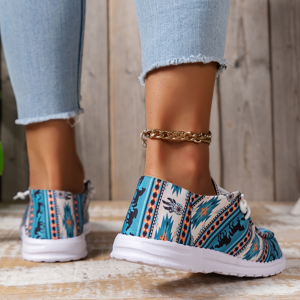 horse print canvas shoes women s casual lace outdoor shoes details 4