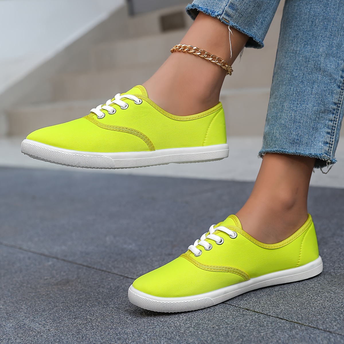 casual canvas sneakers women s low top lace walking shoes details 5