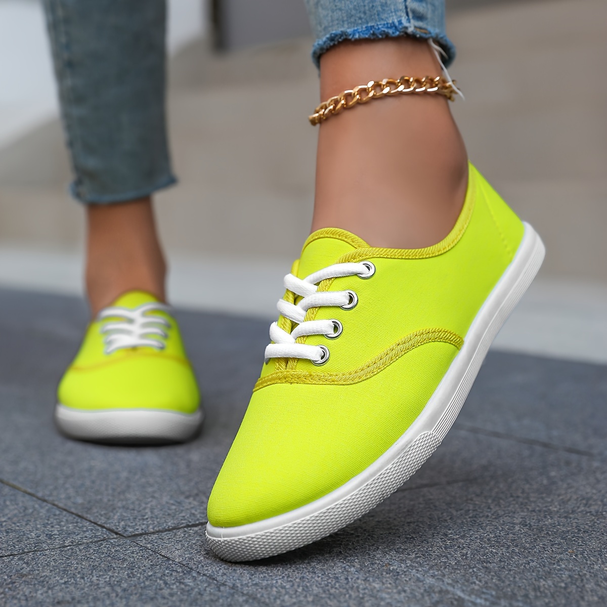 casual canvas sneakers women s low top lace walking shoes details 8