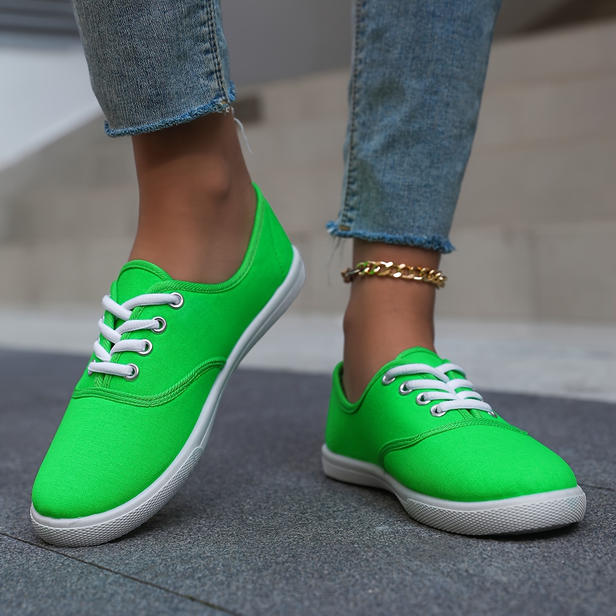 casual canvas sneakers women s low top lace walking shoes details 12