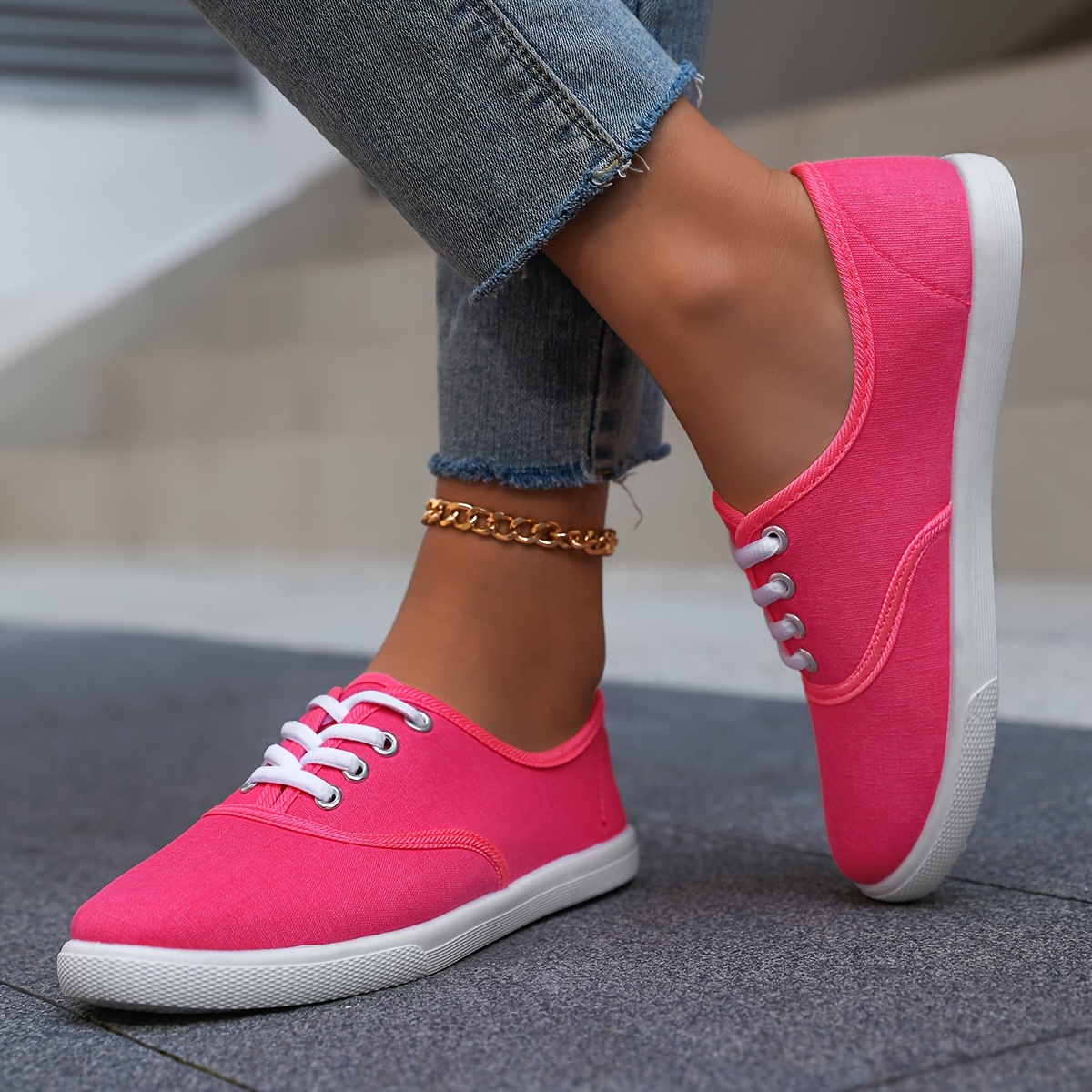 casual canvas sneakers women s low top lace walking shoes details 14