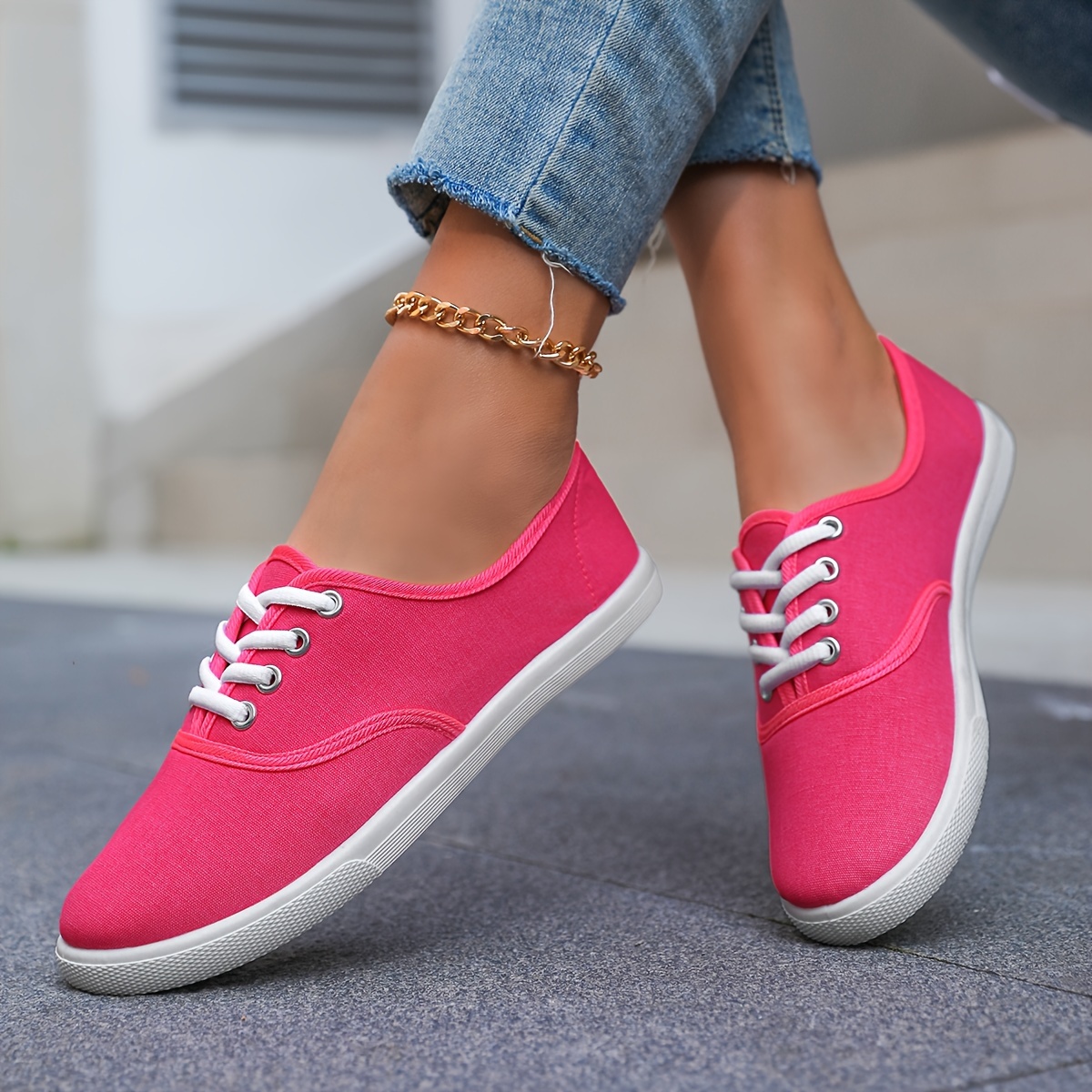 casual canvas sneakers women s low top lace walking shoes details 15