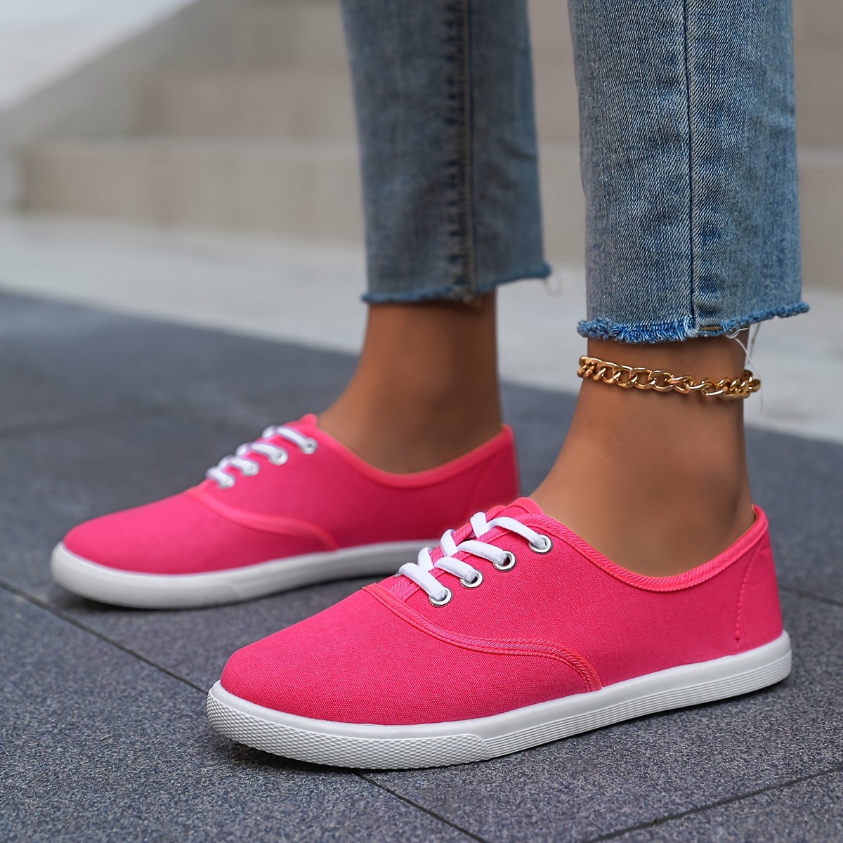 casual canvas sneakers women s low top lace walking shoes details 16