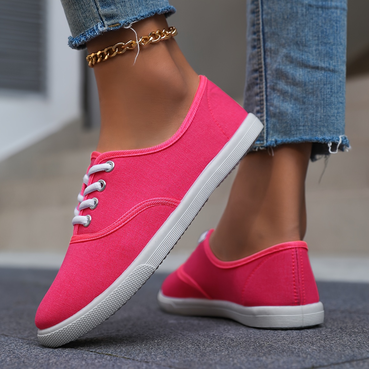 casual canvas sneakers women s low top lace walking shoes details 18