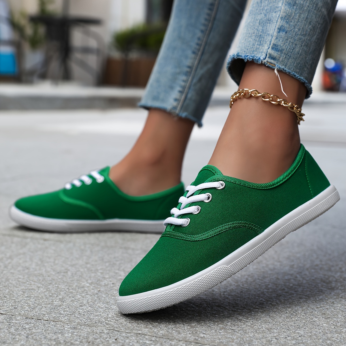 casual canvas sneakers women s low top lace walking shoes details 19