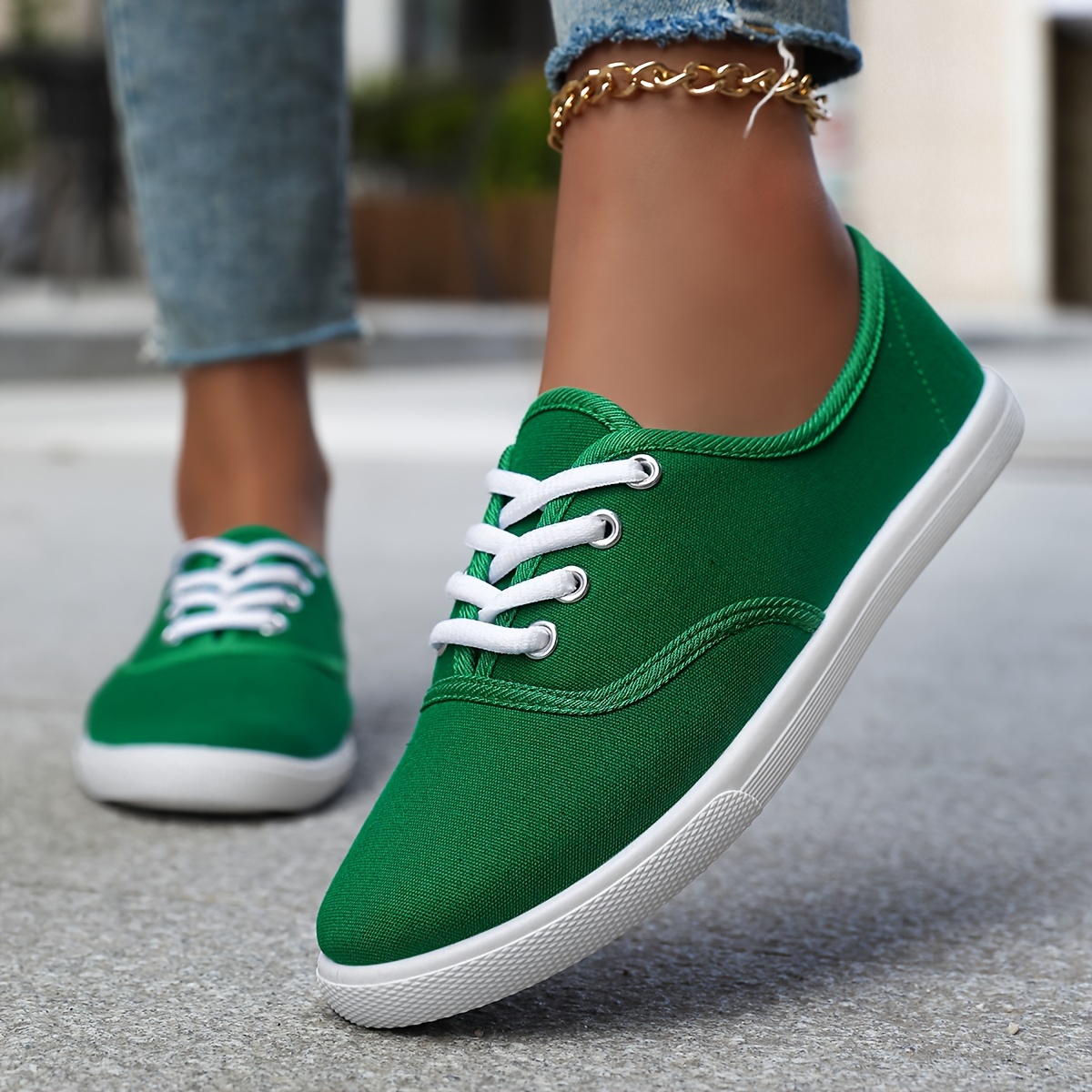 casual canvas sneakers women s low top lace walking shoes details 21