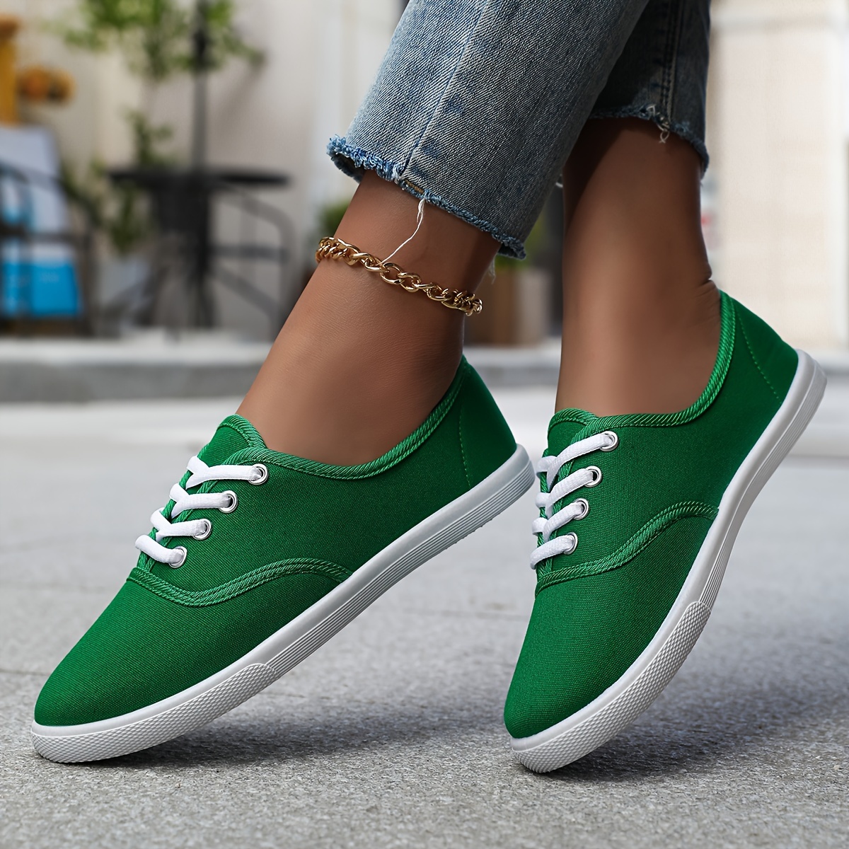 casual canvas sneakers women s low top lace walking shoes details 23